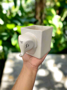 Elephant Square White 6" Pot